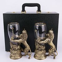 Набор из 2-х бокалов для пива "Лев" в футляре-кейсе